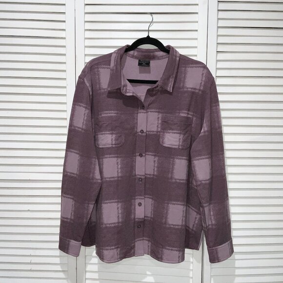 32 Degrees Heat Purple Plaid Cozy Knit Button-Up Shirt Size XXL - Picture 1 of 3